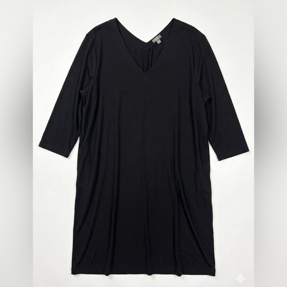 NWT J. Jill Black Wearever V-Neck Dress Size 3X Women’s Plus Oversized Wear Ever